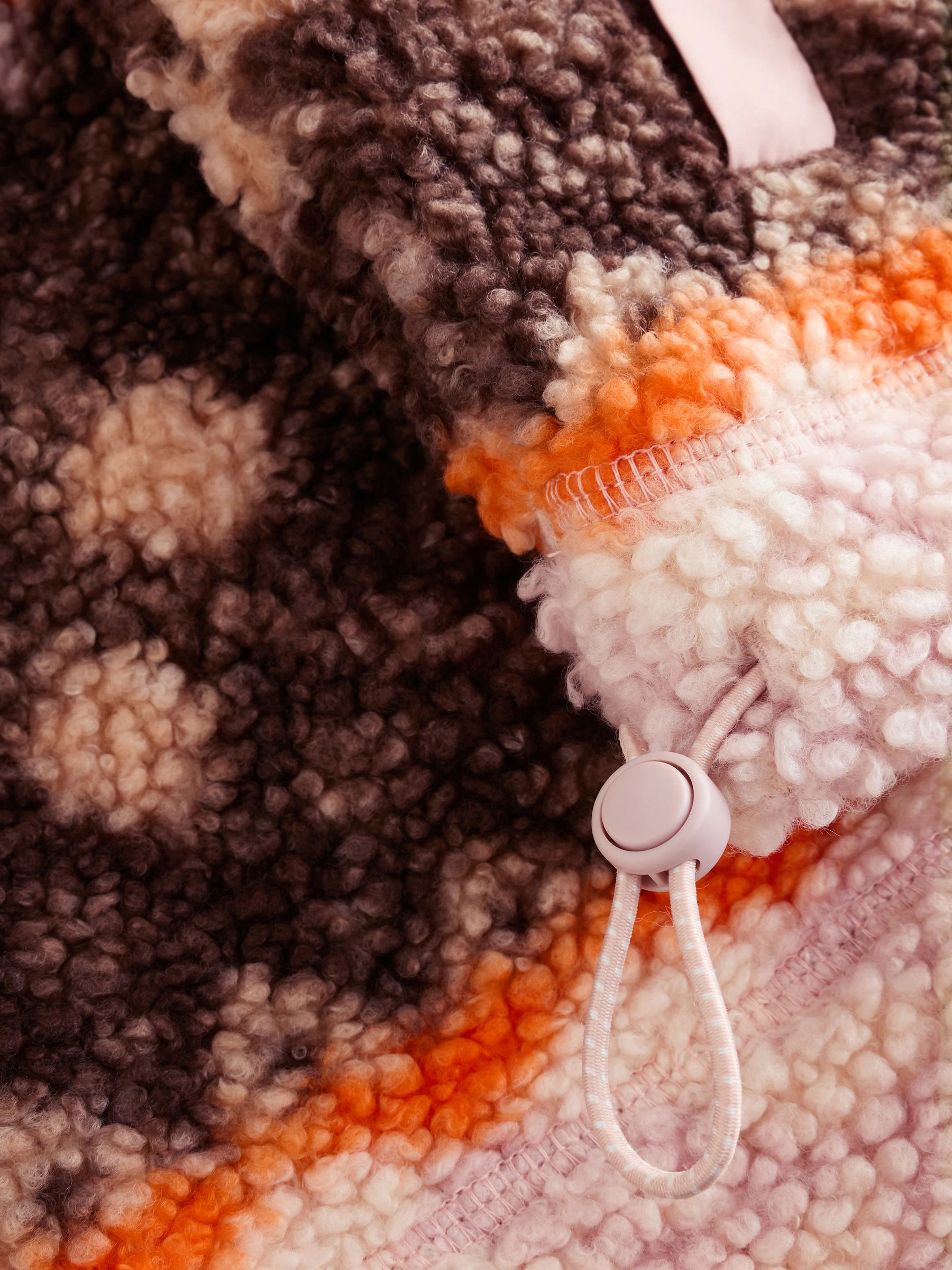 Orange Asymmetric - Borg fleece met korte rits
