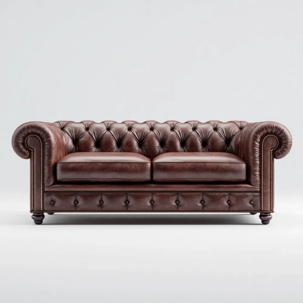 2-Sitzer-Sofa Leder 190x85x75 cm - Dunkelbraun - Klassisches Chesterfi