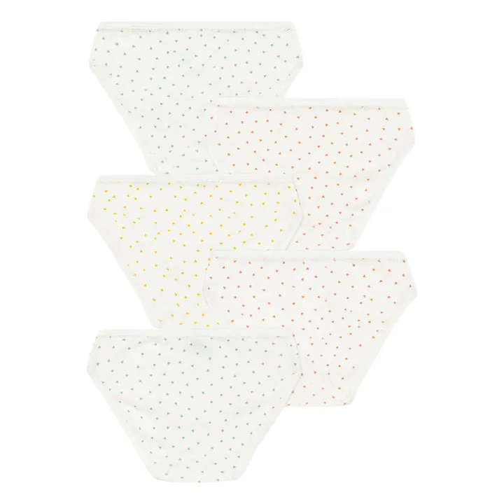 Petit Bateau Lot 5 Culottes Mini Cœurs | Ecru