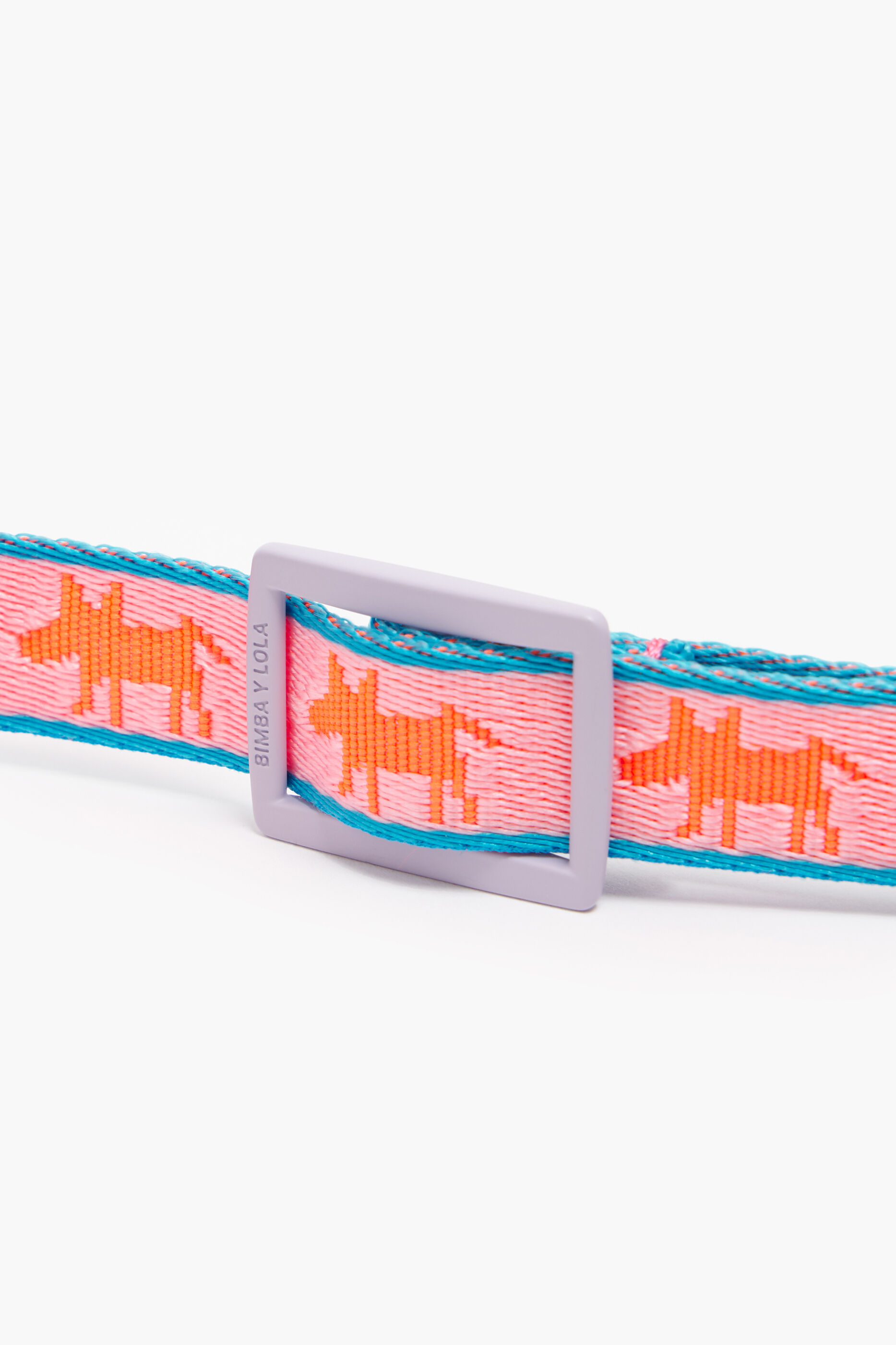 Coleira rosa para animais de estimação com o logotipo da Lola