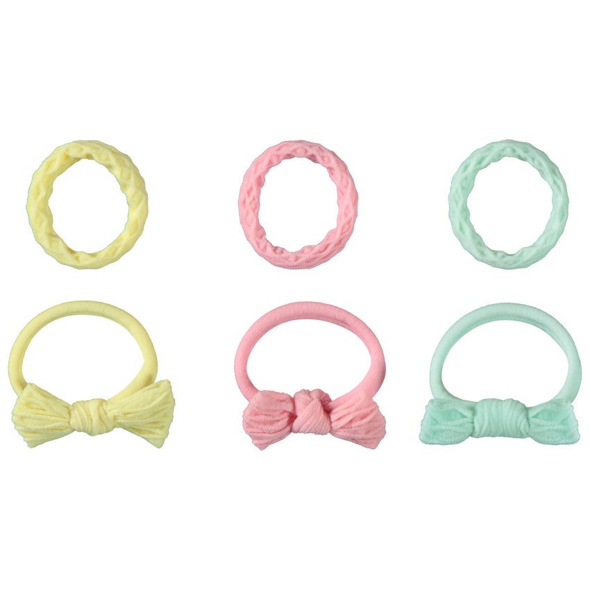 Lot de 6 élastiques fantaisie texturés pour fille - Rose