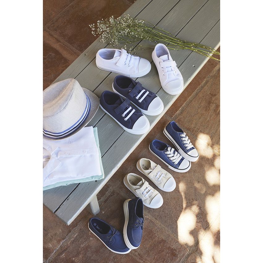 Baskets blanches en toile à scratch pour bébé garçon - Blanc
