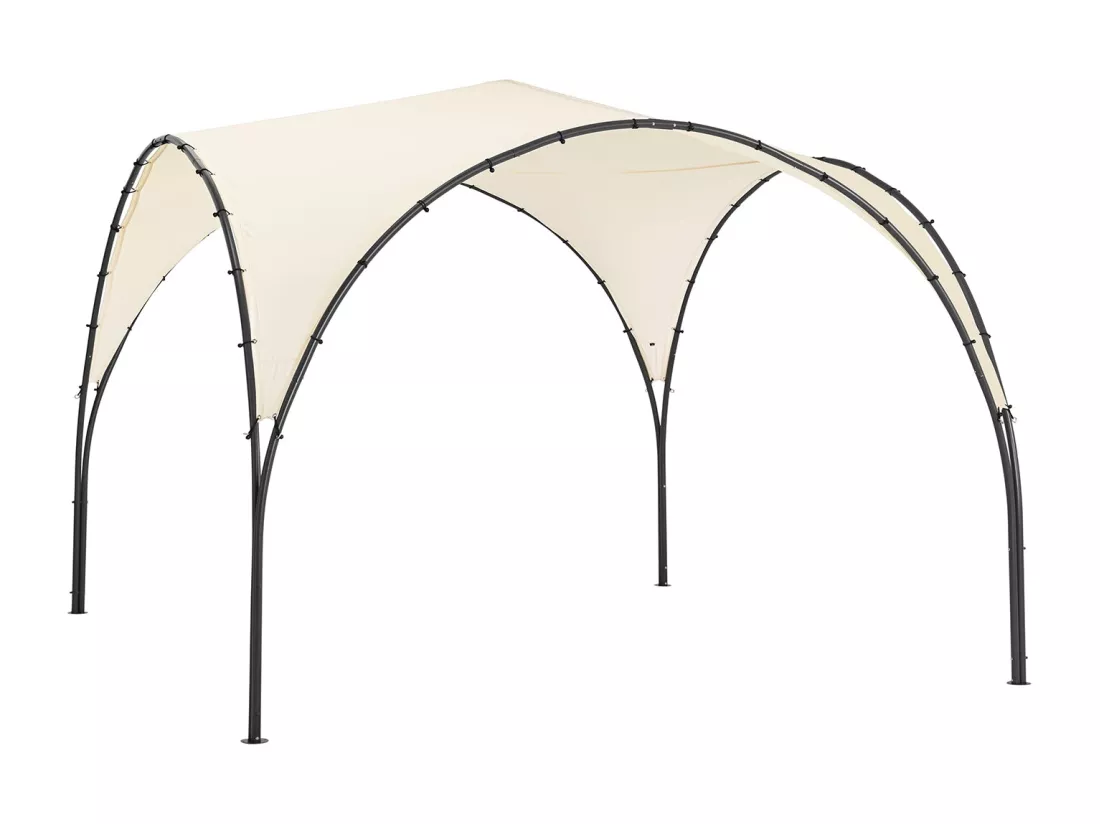 SoBuy Tonnelle de Jardin Anti UV30, Pavillon de Jardin Pliable pour Camping, Barnum Pliant, Tente de Fête, Tente de Réception, Ombre Tente, Tonnelle Camping, Beige, L334xP334xH256 cm, KLS16-MI