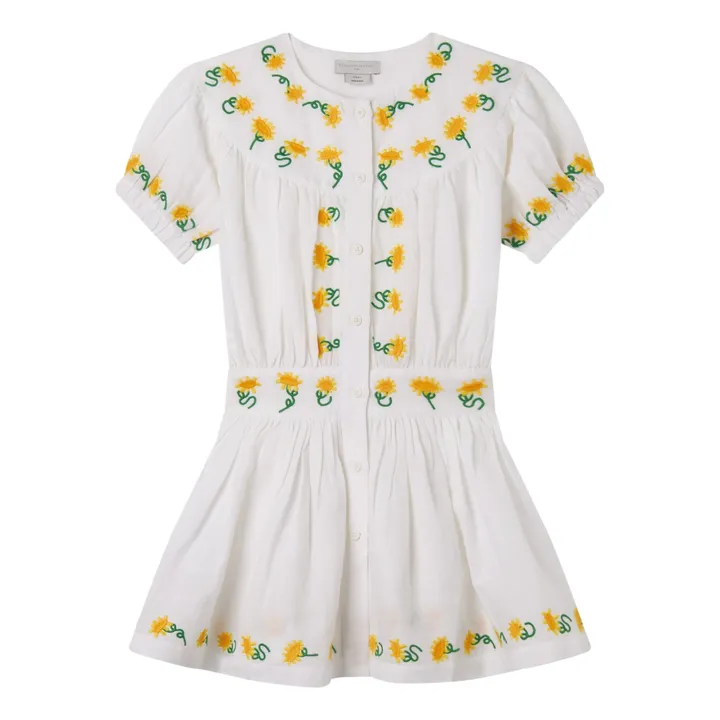 Stella McCartney Kids Robe Broderie Fleur | Blanc