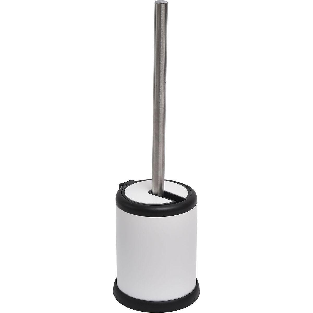 BROSSE WC METAL COUVERCLE RABATTABLE BLANC MAT