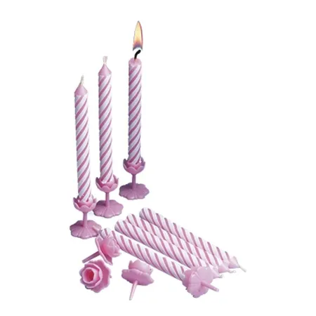 TIB Heyne Geburtstagskerzen mit Halter, rosa, 12 Stück