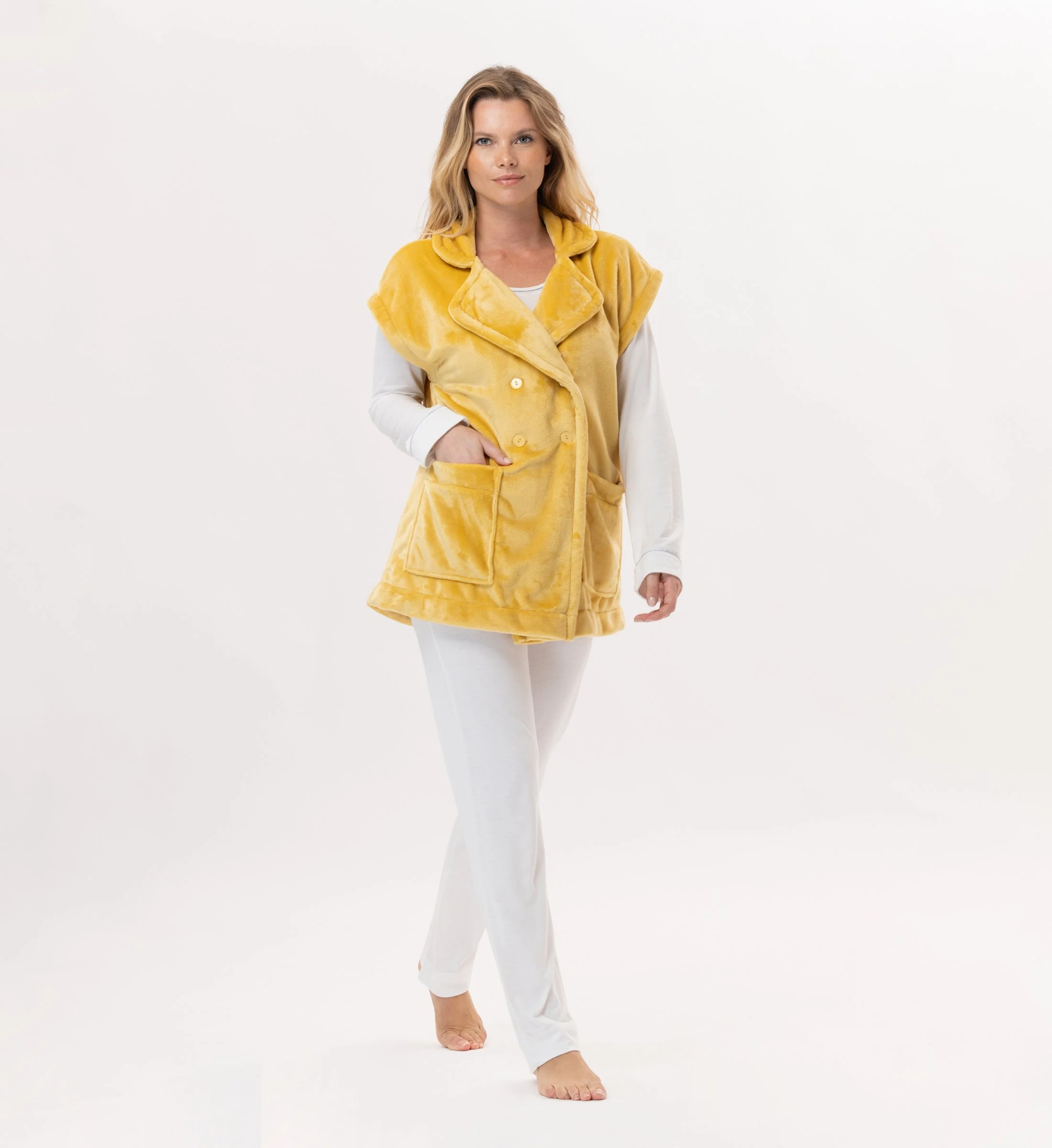ESSENTIEL 876 - Veste en peluche flanelle | Jaune