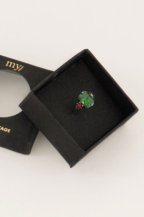 Vintage statement ring groen kristal