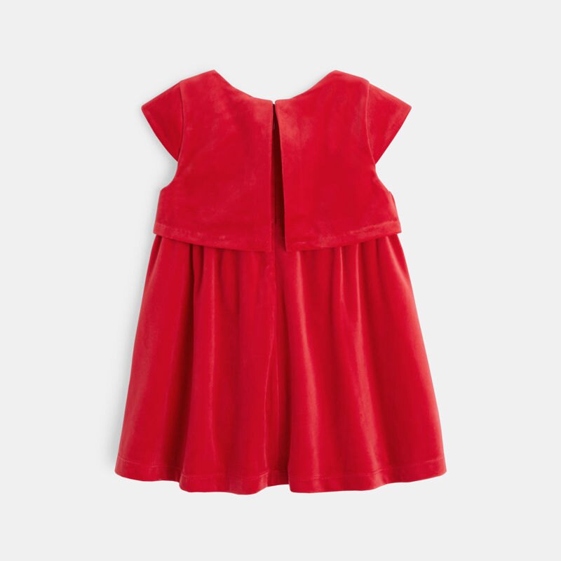 Robe de fêtes en panne de velours rouge bébé fille Rouge