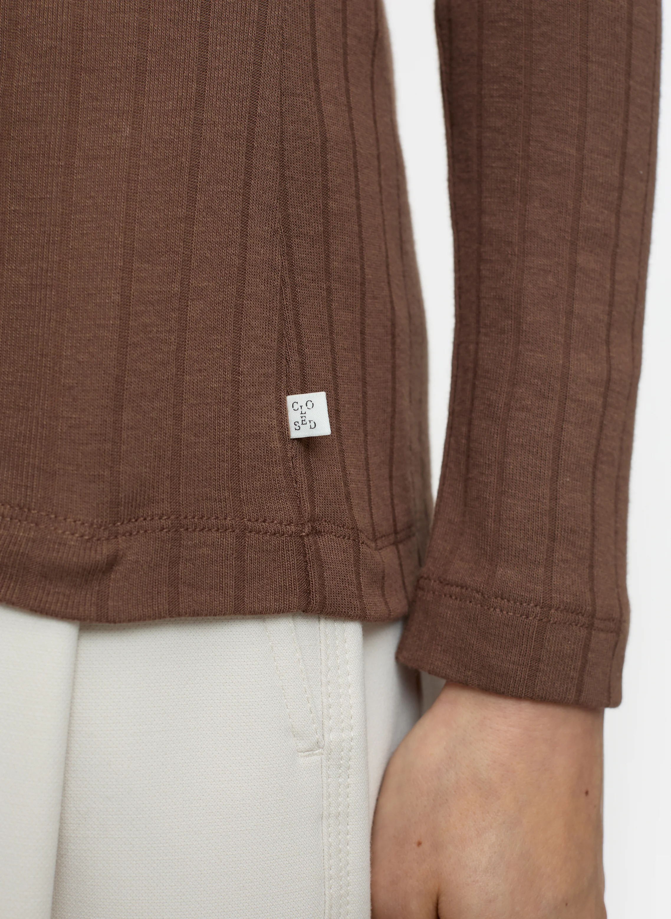 Top droit asymétrique en coton mélangé | Marron