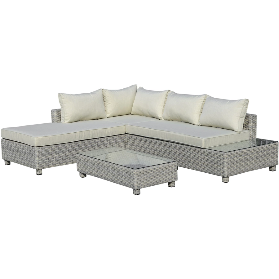 Outsunny Gartenmöbel Set mit Beistelltisch grau