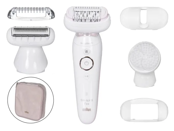 Braun Silk-épil 9 Flex 9-030 3D, Lyserød, Hvid, 40 pincetter, MicroGrip, Armhule, Bikini, 0,5 mm, Batteri