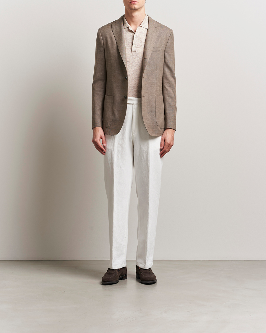 Oscar Jacobson Del Cotton/Linen Trousers White