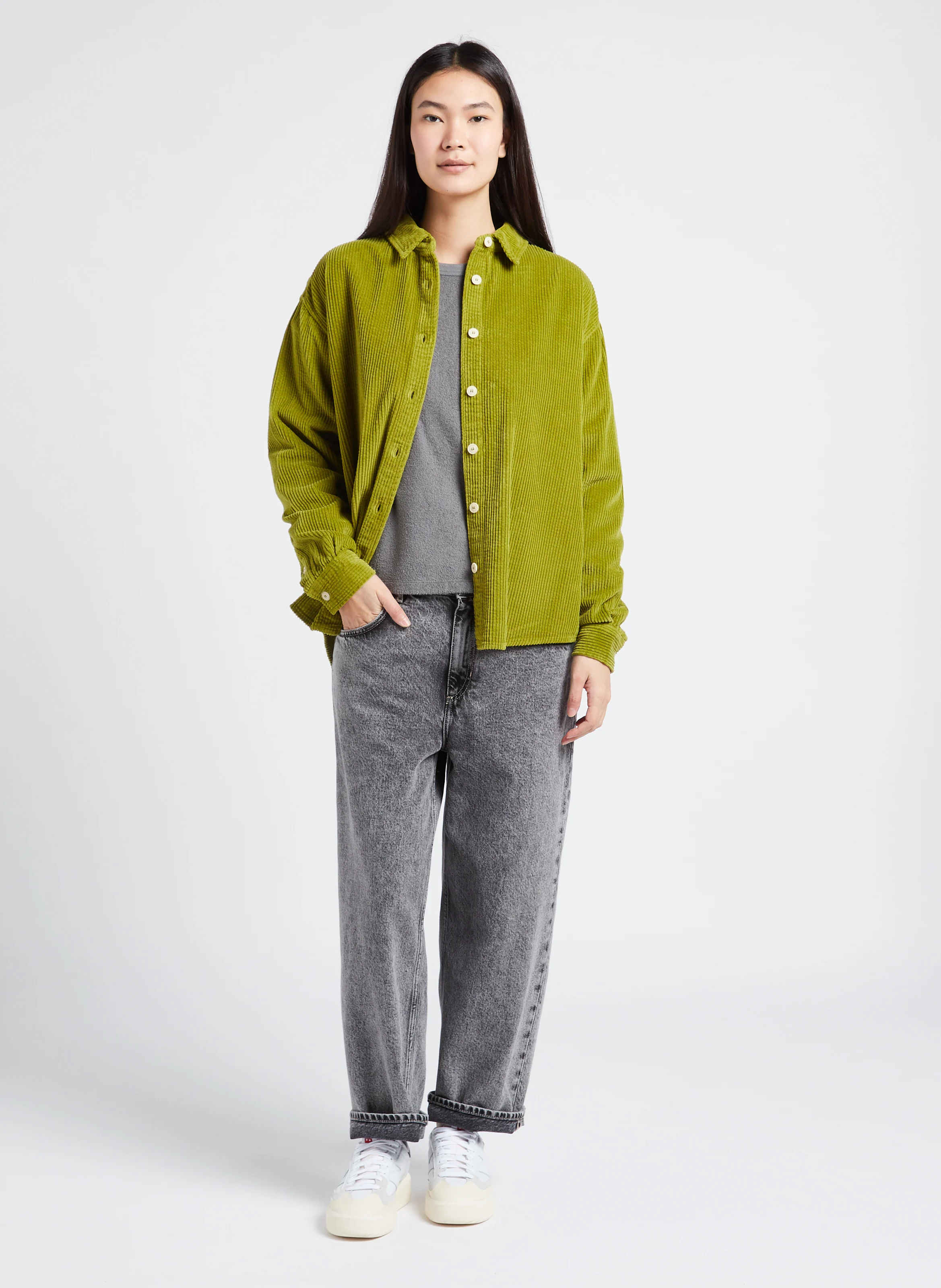 YOPDAY - Jean droit taille haute en coton| Gris