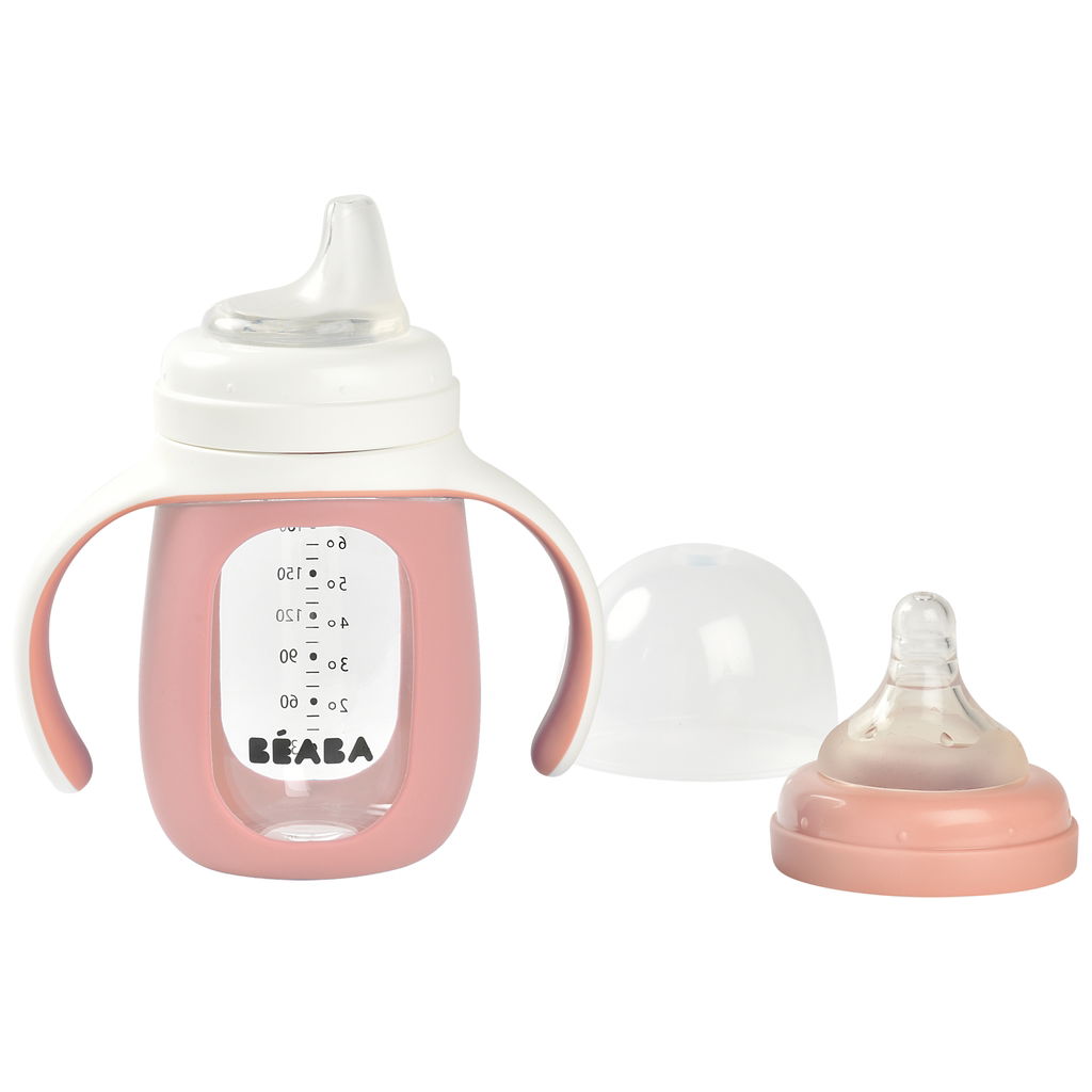 BeabaBeaba   Babyflasche 2in1 mit Silikonhülle rosa