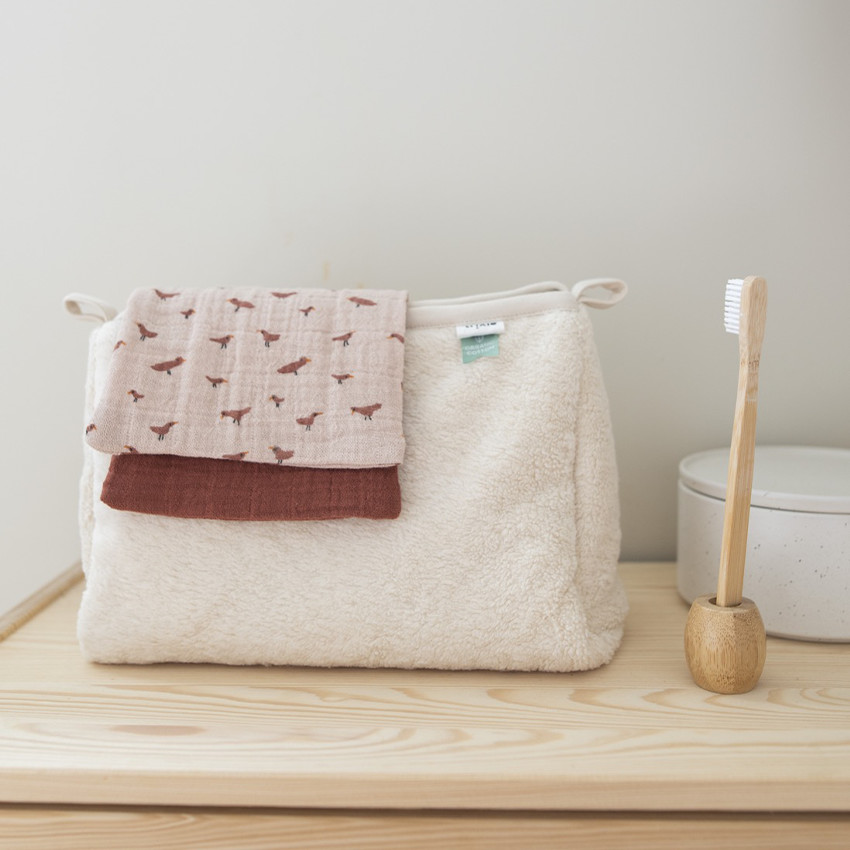 Trousse de toilette en sherpa Teddy almond