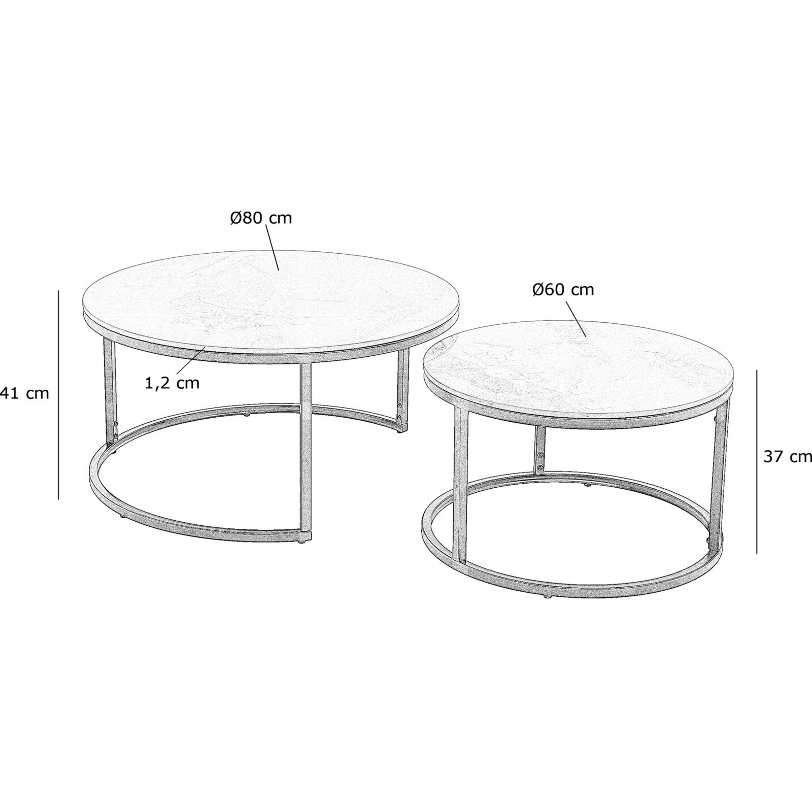 Salontisch Chris Marmor-Optik schwarz 2er-Set