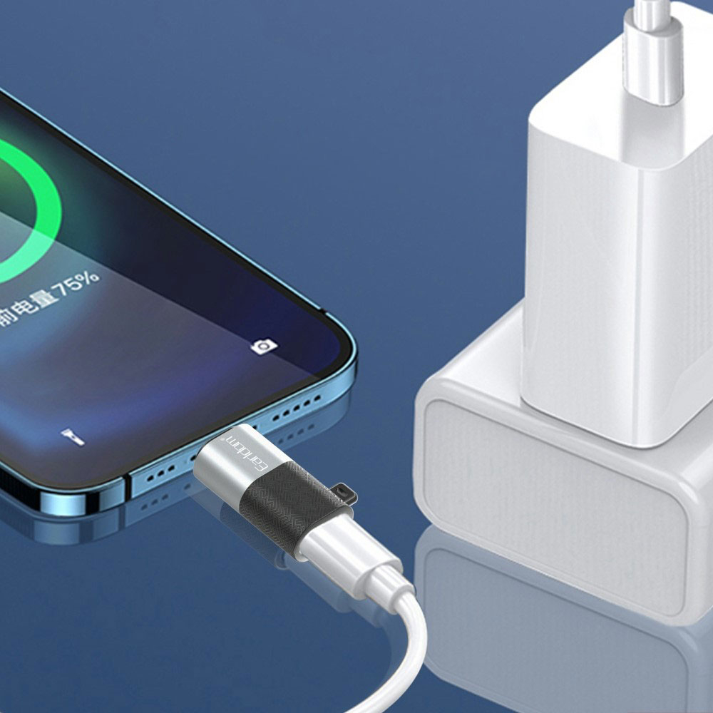 OTG Lightning (m) auf USB C (w) Adapter Konverter mit Handschlaufe / Halterung (480Mbit/s) - Silber / Schwarz