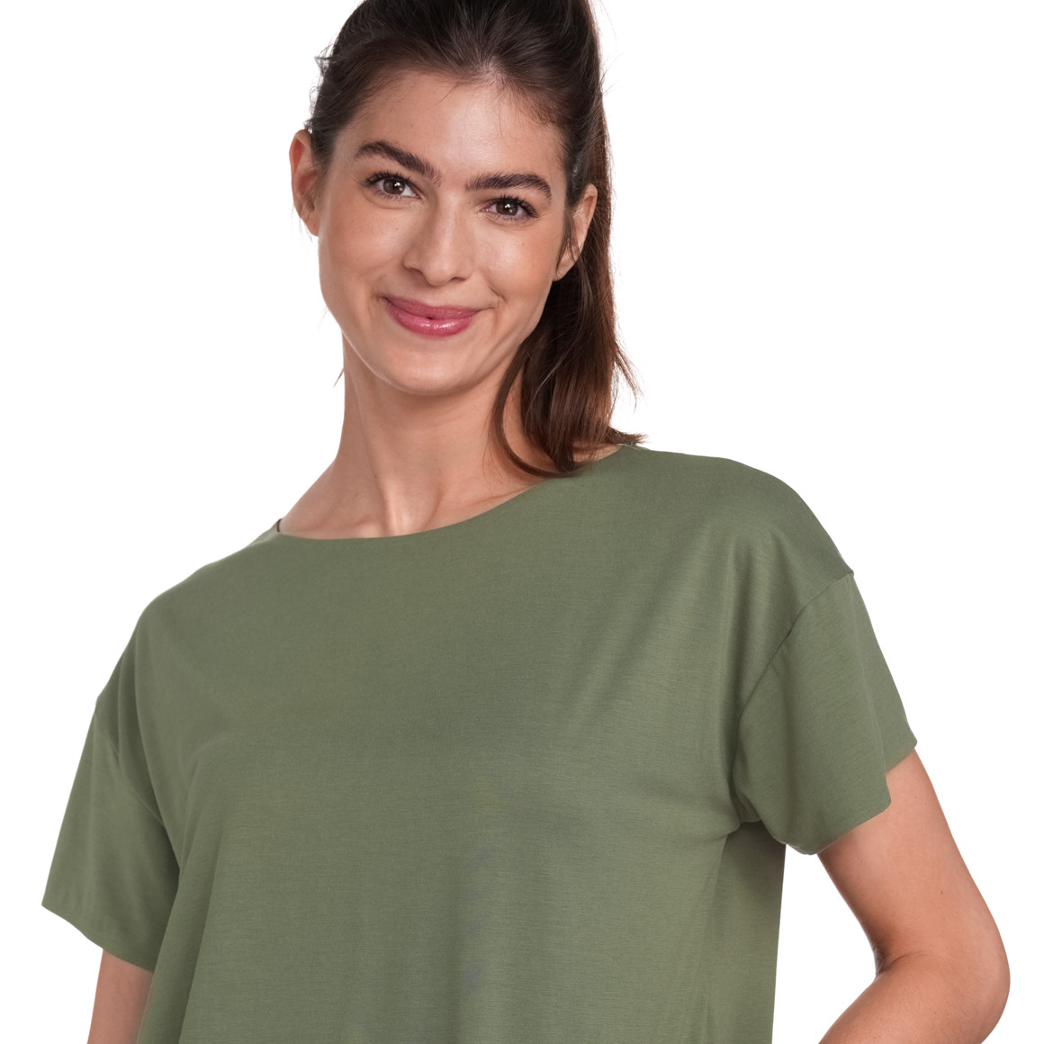 Gina Sports Damen Sport T-Shirt unifarben oliv