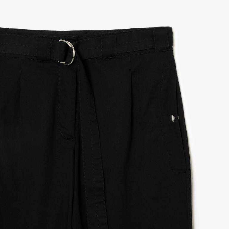 Pantalon cargo en gabardine de coton extensible Pantalons & Shorts - Noir - Lacoste - Femme