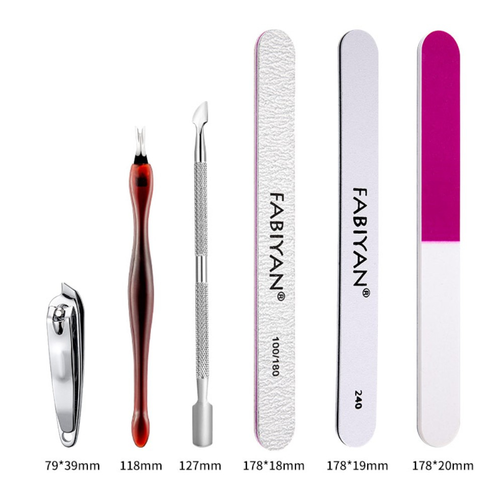 (8-tlg. Set) Pediküre Maniküre Finger Fuss Nagel Pflege-Set - Silber / Pink