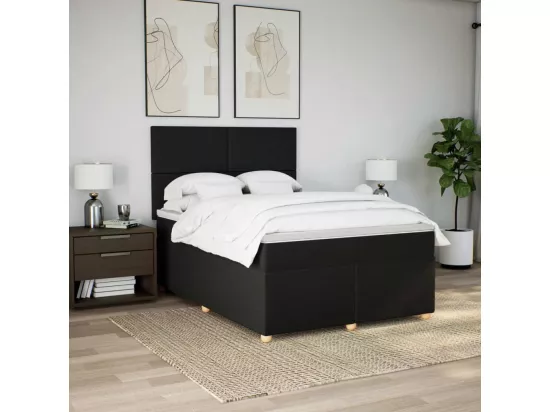 Sommier à lattes de lit avec matelas Noir 140x190 cm Tissu