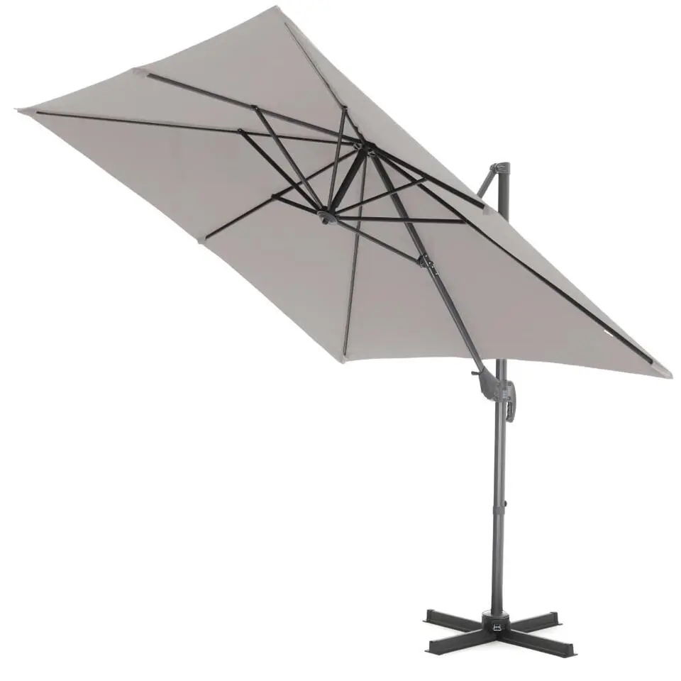 Kantelbare Zweefparasol 250x250 cm -Sterke Zweef Parasol, Licht Grijs