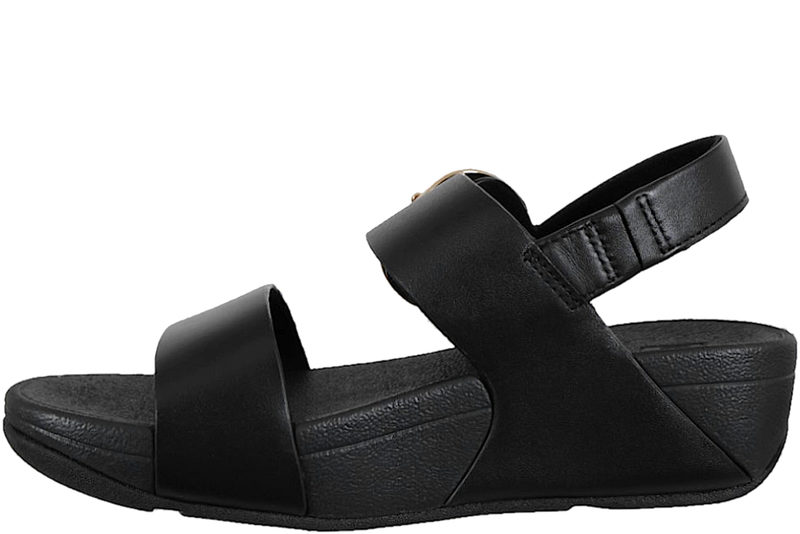 FITFLOP LULU RESIN-BUCKLE LEATHER BACK-STRAP SANDALS BLACK