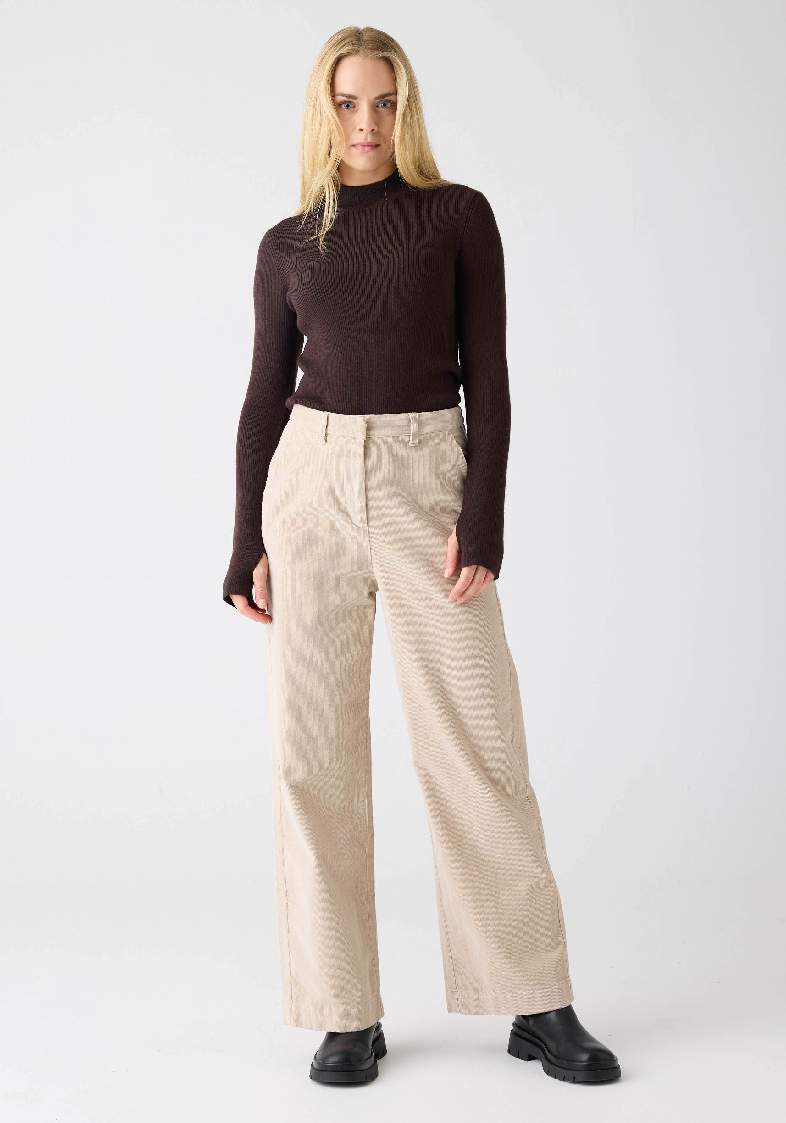 Knowledge Cotton Apparel Strickpullover Merino Rib Knit Chocolate Torte
