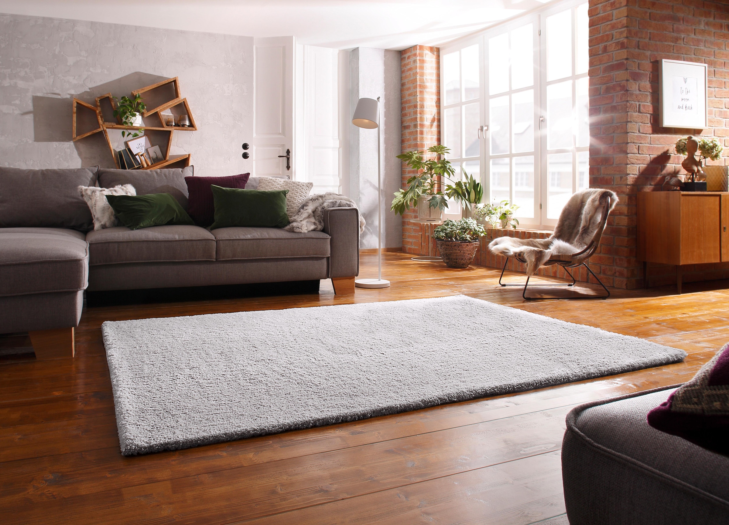 my home Hochflor-Teppich »Microfaser Teppich Magong, besonders weich, sehr feiner Flor« rechteckig 25 mm Höhe uni, Wohnzimmer, Schlafzimmer, Kinderzimmer, auch rund und als Läufer