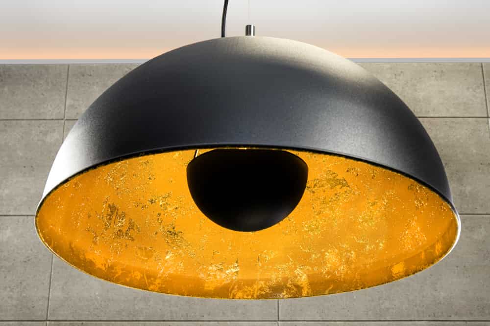 Industrial Design Hängelampe STUDIO 55cm schwarz Blattgold-Optik Hängeleuchte