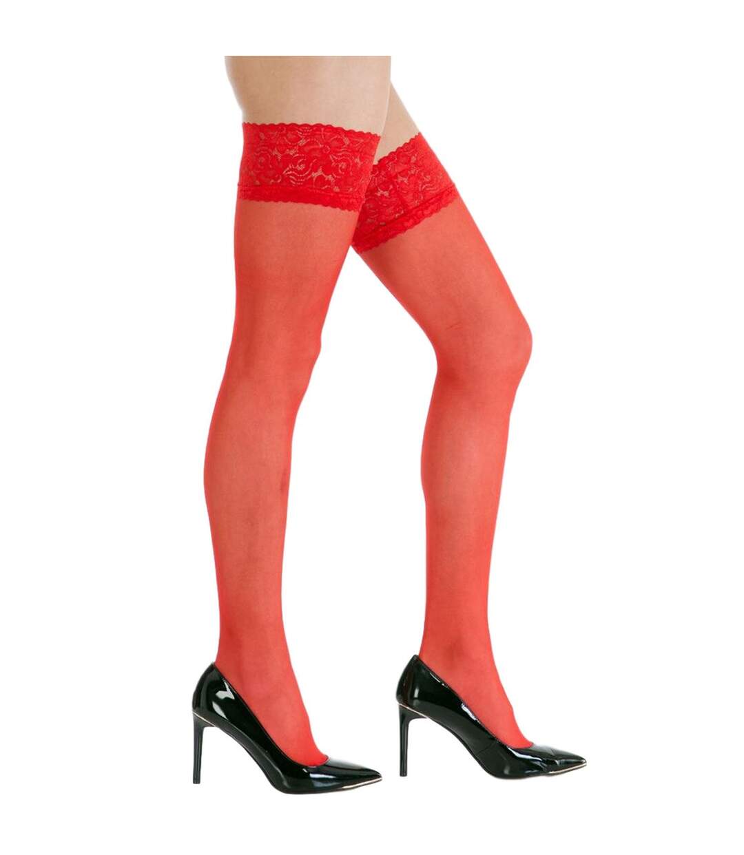 Silky Shine - Bas satinés pour porte-jarretelles (1 paire) - Femme (Rouge) - UTLW257