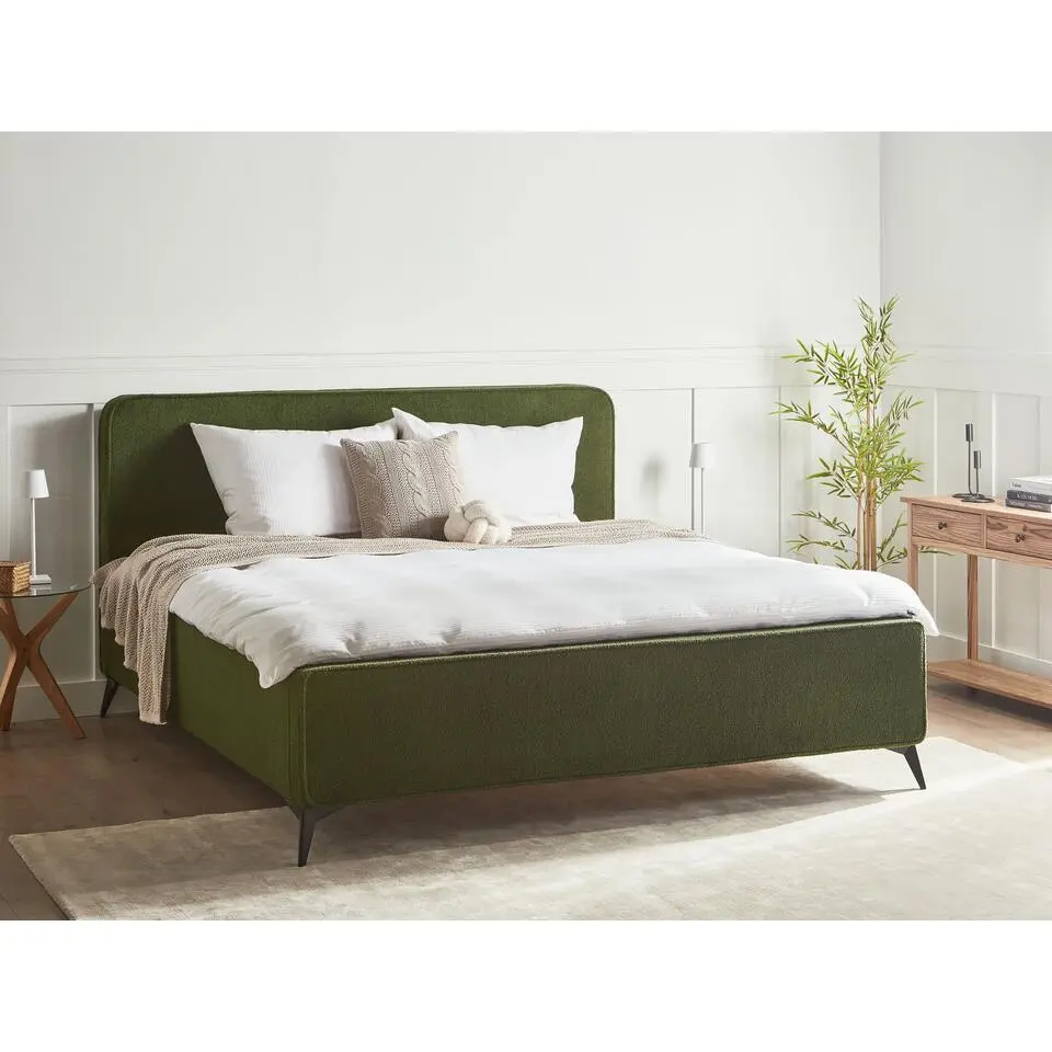 VALOGNES - Bed - Donkergroen - 180 x 200 cm - Bouclé
