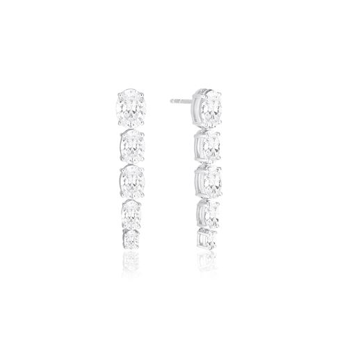 Sif Jakobs Jewellery Ellisse Lungo Cinque Øreringe, Sølv/Hvid