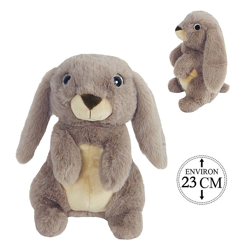 Hase Grau / Beige 23 cm Sitzend