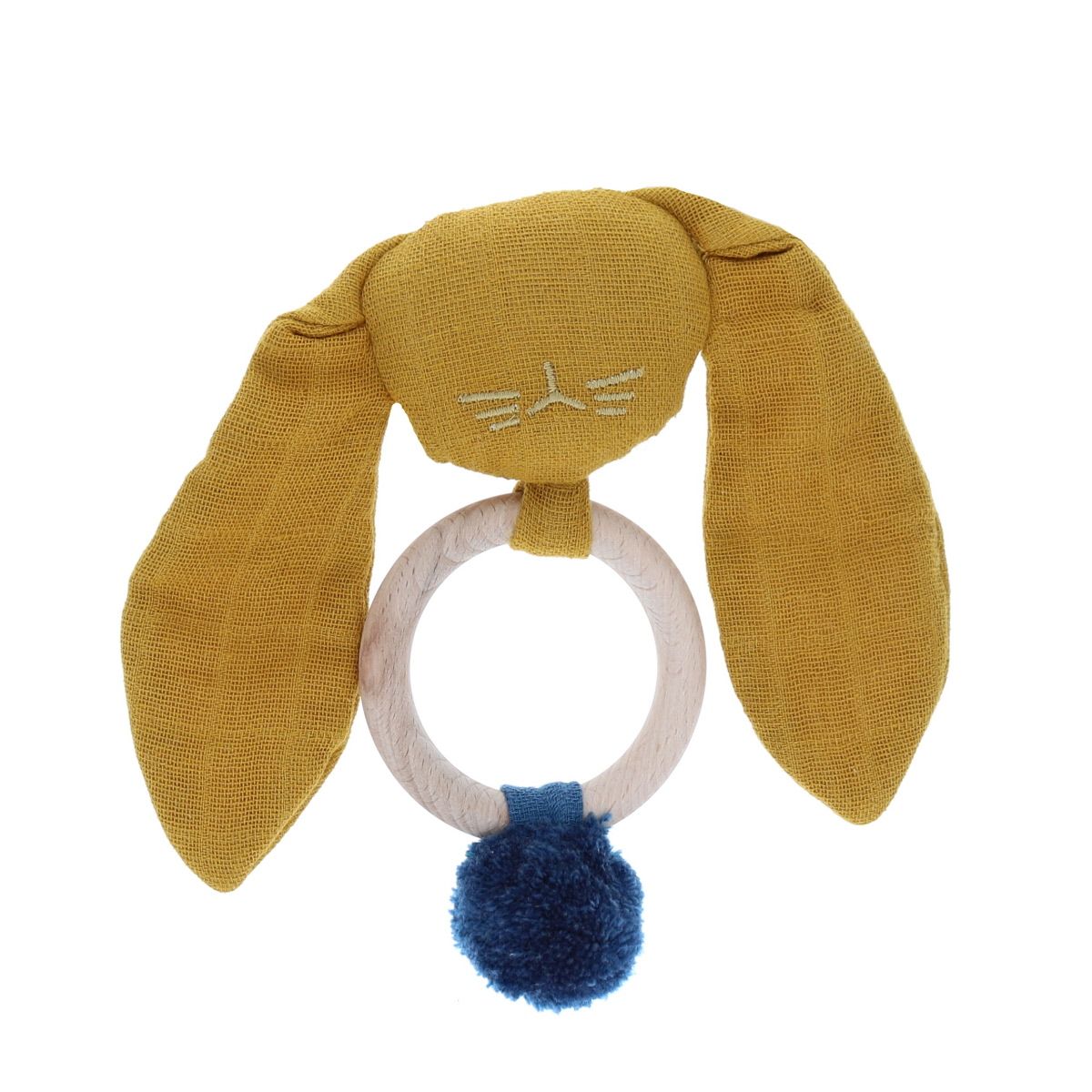 Anneau lapin jaune moutarde