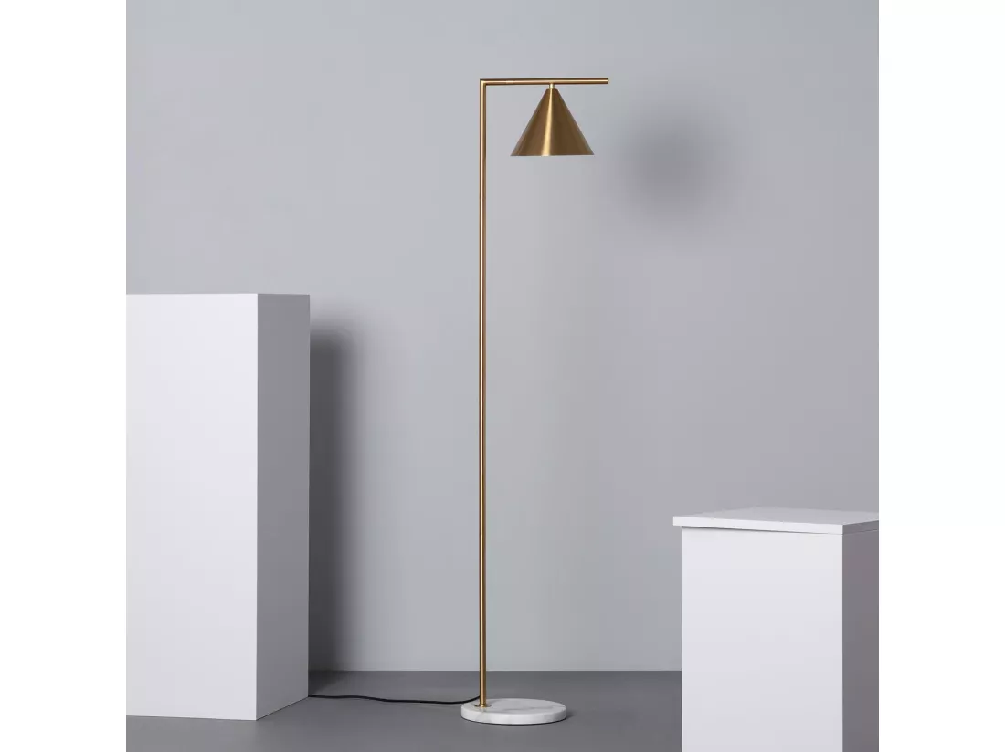 Lampadaire Marbre et Métal Tinos Doré
