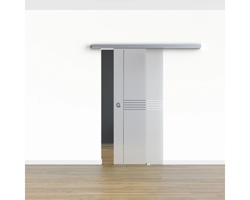 Pertura glazen schuifdeur complete set Glera Linear 900x2050 mm incl. Selir aluminium beslag, RVS look, verzonken handgreep