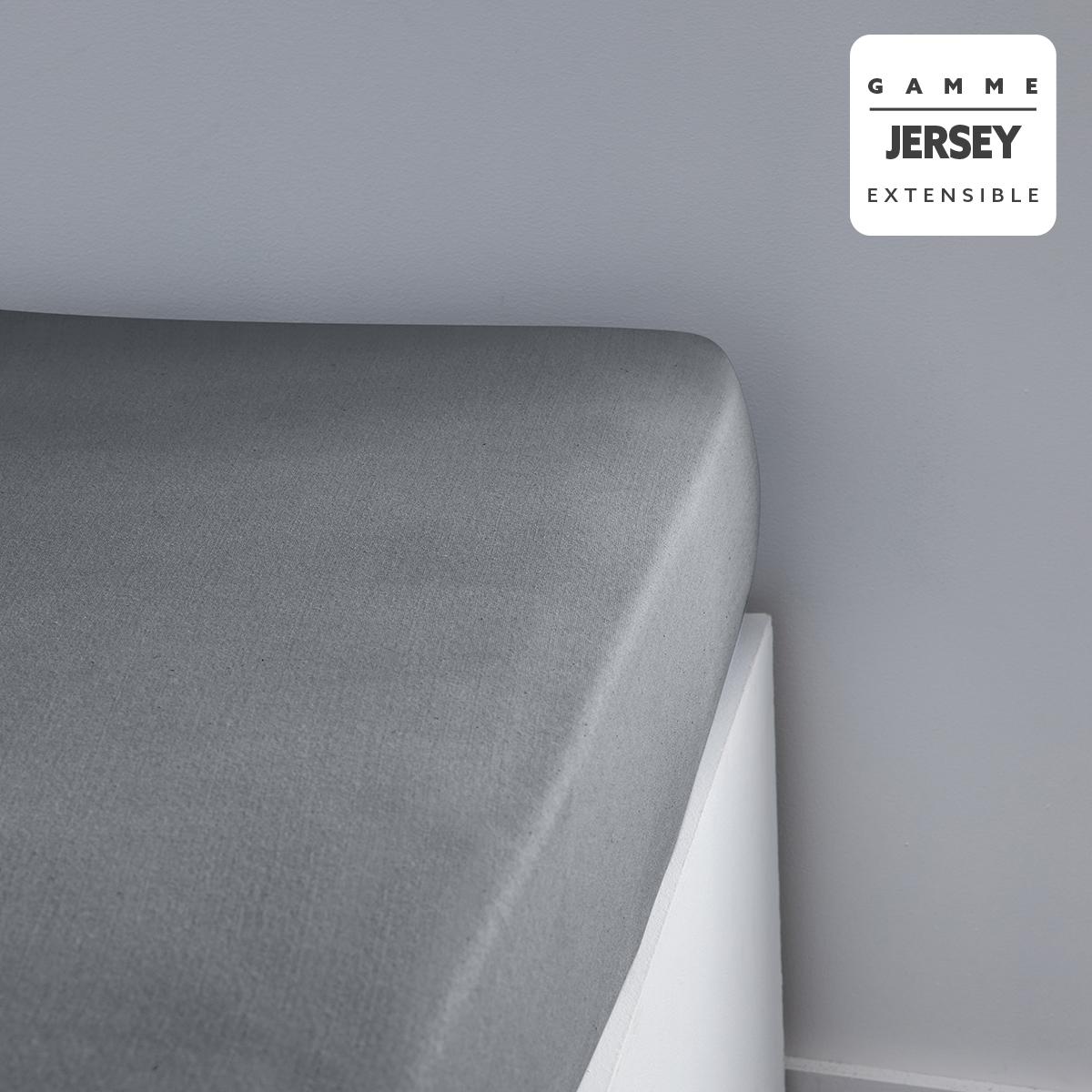 DRAP HOUSSE JERSEY 160X200CM ACIER