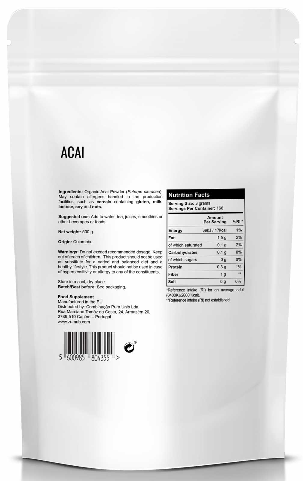 Pó de Açaí Zumba 250g