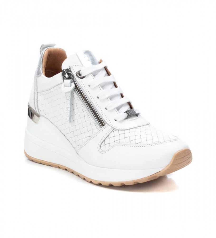 Tênis Carmela em couro branco 160756 - Salto plataforma de 7 cm -