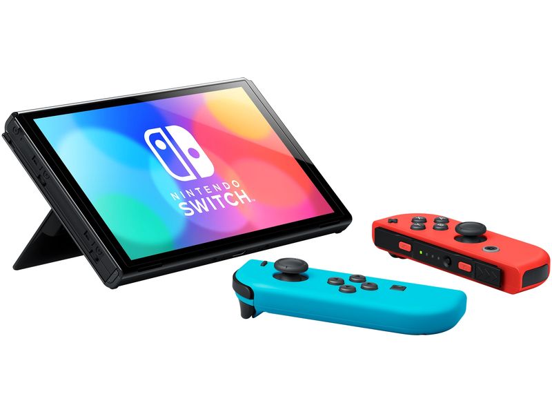 Nintendo Switch OLED-Modell Rot / Blau Die Spielkonsole für zu Hause und unterwegs mit 7-Zoll-OLED Bildschirm