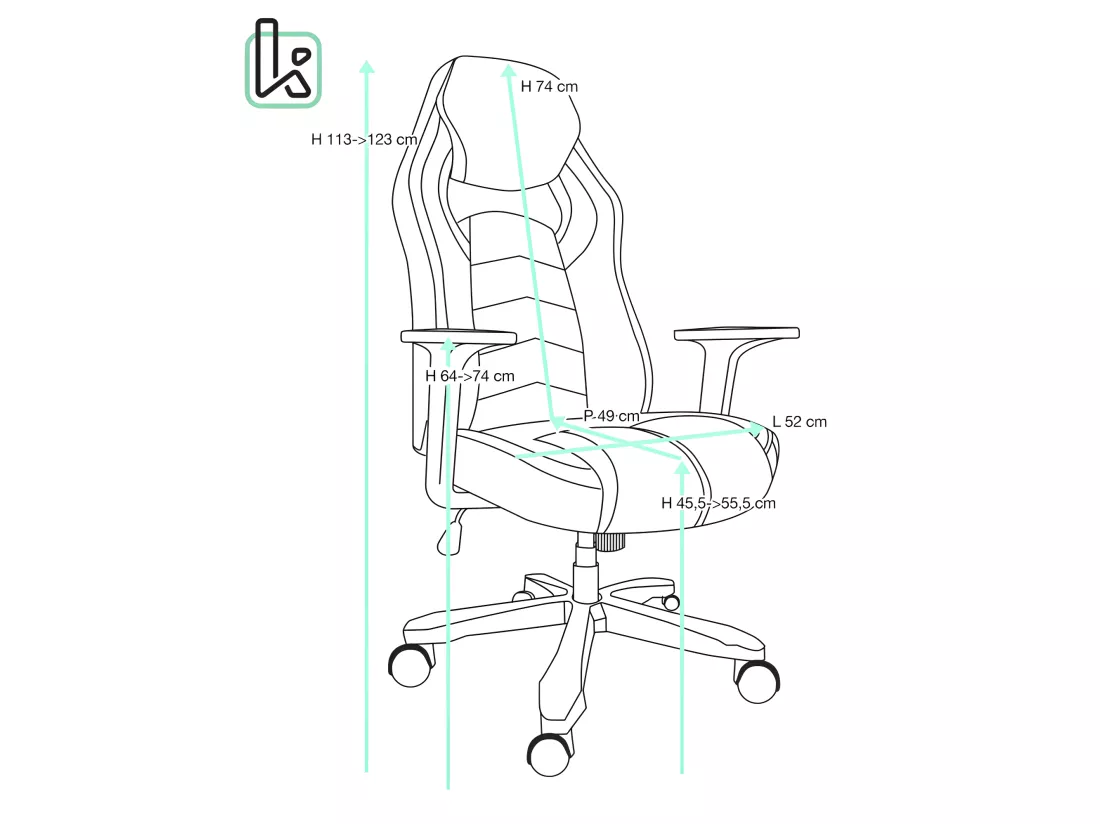 Chaise gamer siège basculant simili cuir alcantara hauteur réglable pivotant roulettes AZUL