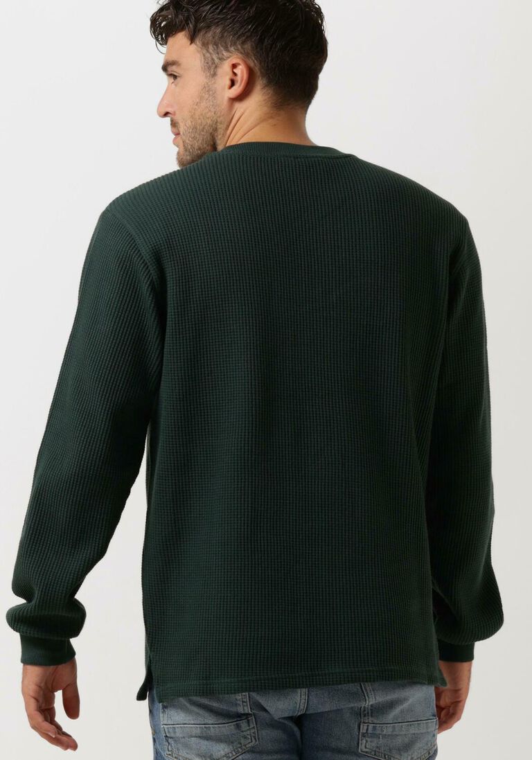 COLOURFUL REBEL donkergroene colourful rebel sweater uni waffle slit sweat