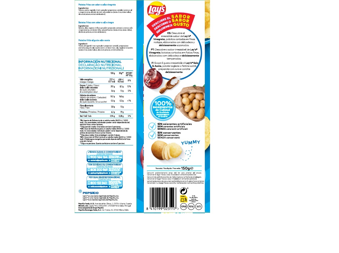 BATATAS FRITAS LAY'S VINAGRETA 150G
