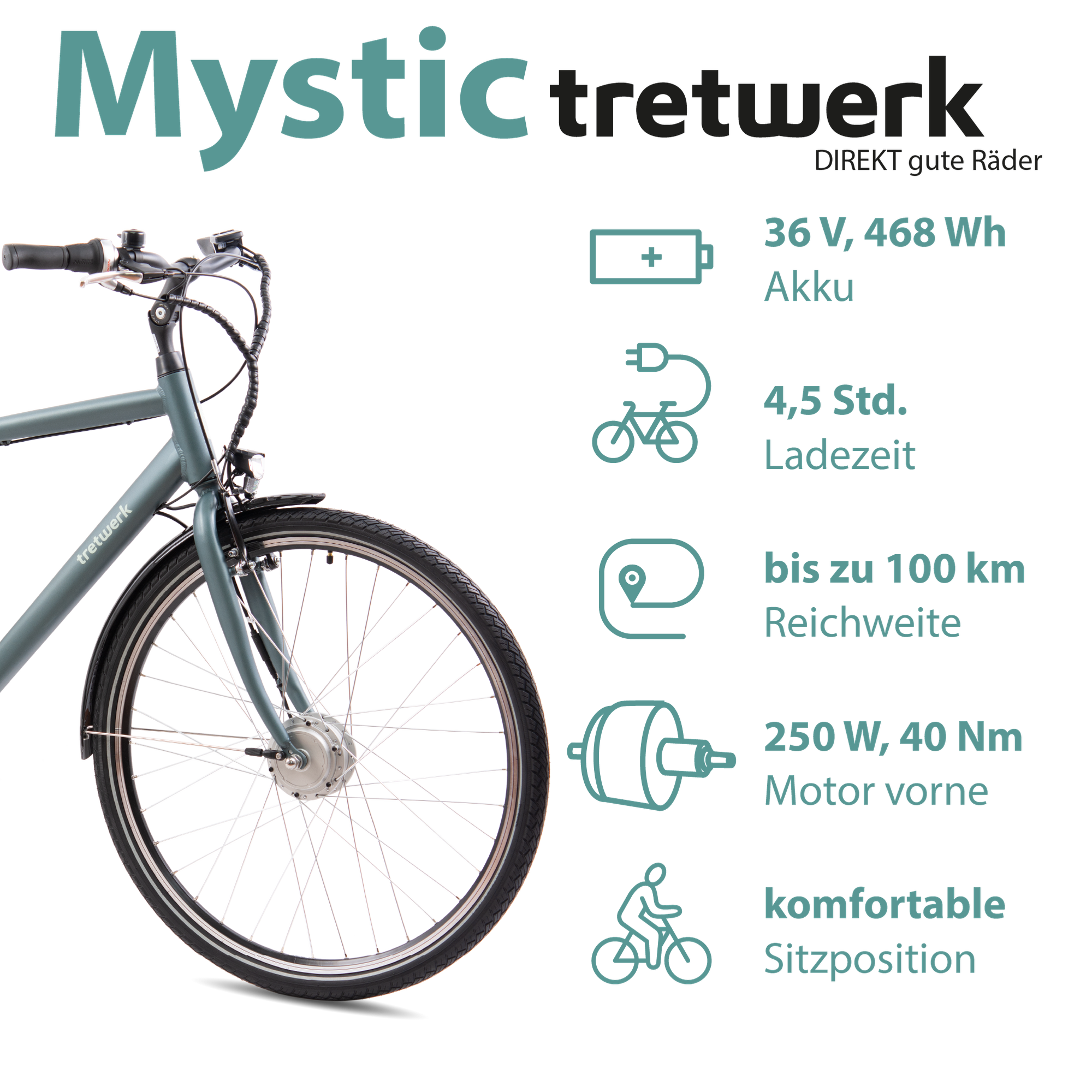 Tretwerk Mystic E Bike 28 Zoll Pedelec 170 - 190 cm Herrenrad Trekking Elektrofahrrad