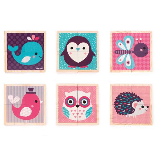 Janod blokpuzzel babydieren - 4st
