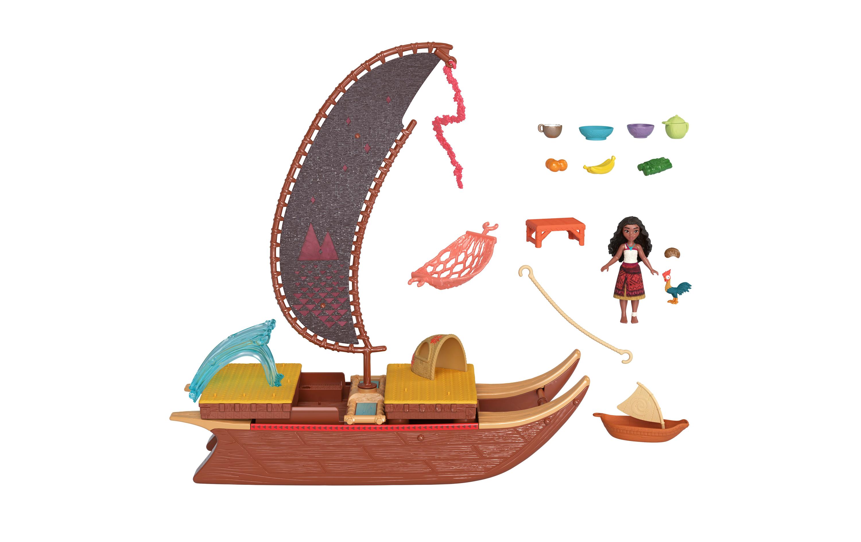 Disney Vaiana 2 Transforming SetAbenteuer-Spielset mit kleiner Puppe, Kanu und 10 Zubehörteilen