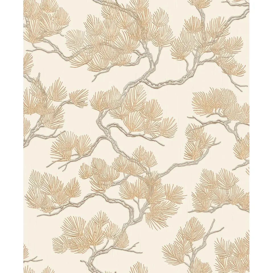 Dutch Wallcoverings Vliesbehang Wall Fabric pine tree - crème - 10,05m x 53cm