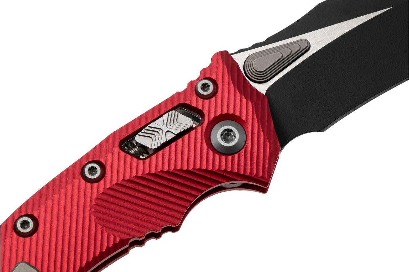 Microtech Amphibian 137RL-1FLRD, Two Tone Black M390MK, Fluted Red Aluminum zakmes
